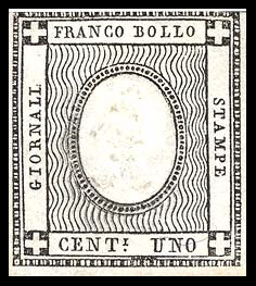 Первая газетная марка Сардинии, 1861  (Михель #16)